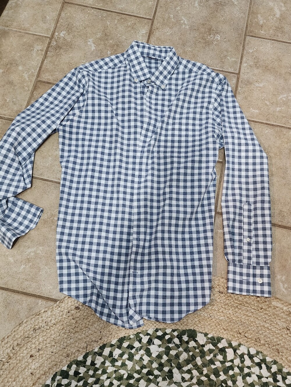 Peter Millar Performance Button Down Long Sleeve Shirt Plaid Medium